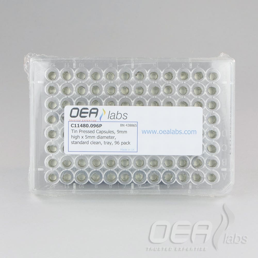 Tin Capsules, Pressed, Std Clean, 9 x 5mm, Tray C11480.096P