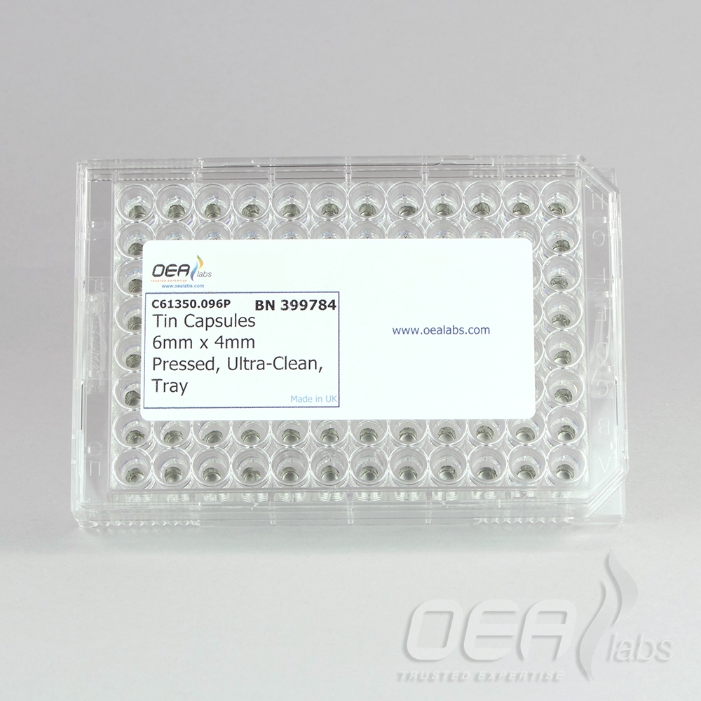Tin Capsules, Pressed, Ultra-Clean, 6 x 4mm, Tray C61350.096P