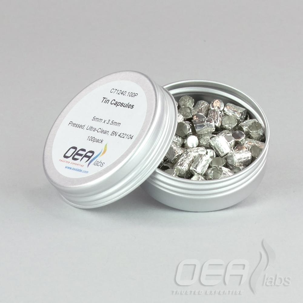 Tin Capsules, Pressed, Ultra-Clean, 5  x 3.5mm C71240.100P