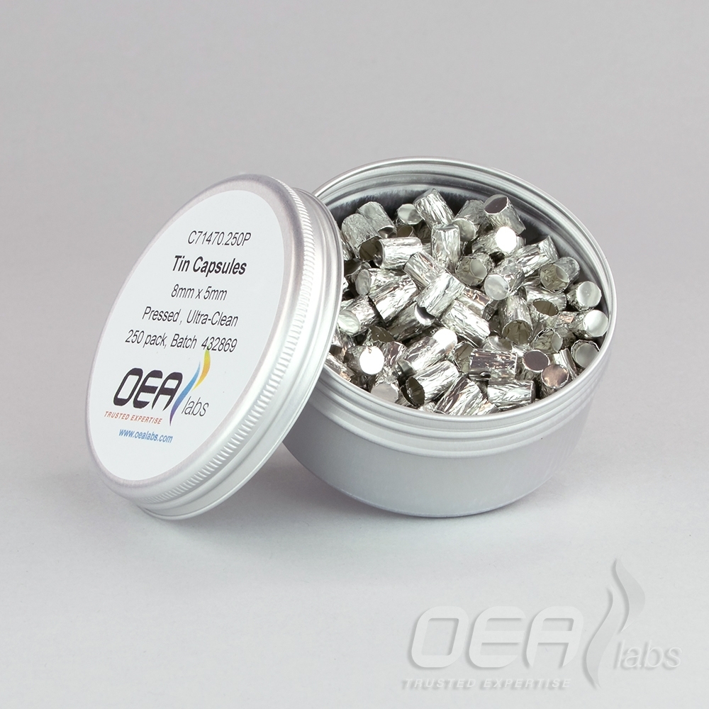 Tin Capsules, Pressed, Ultra-Clean, 8 x 5mm C71470.250P