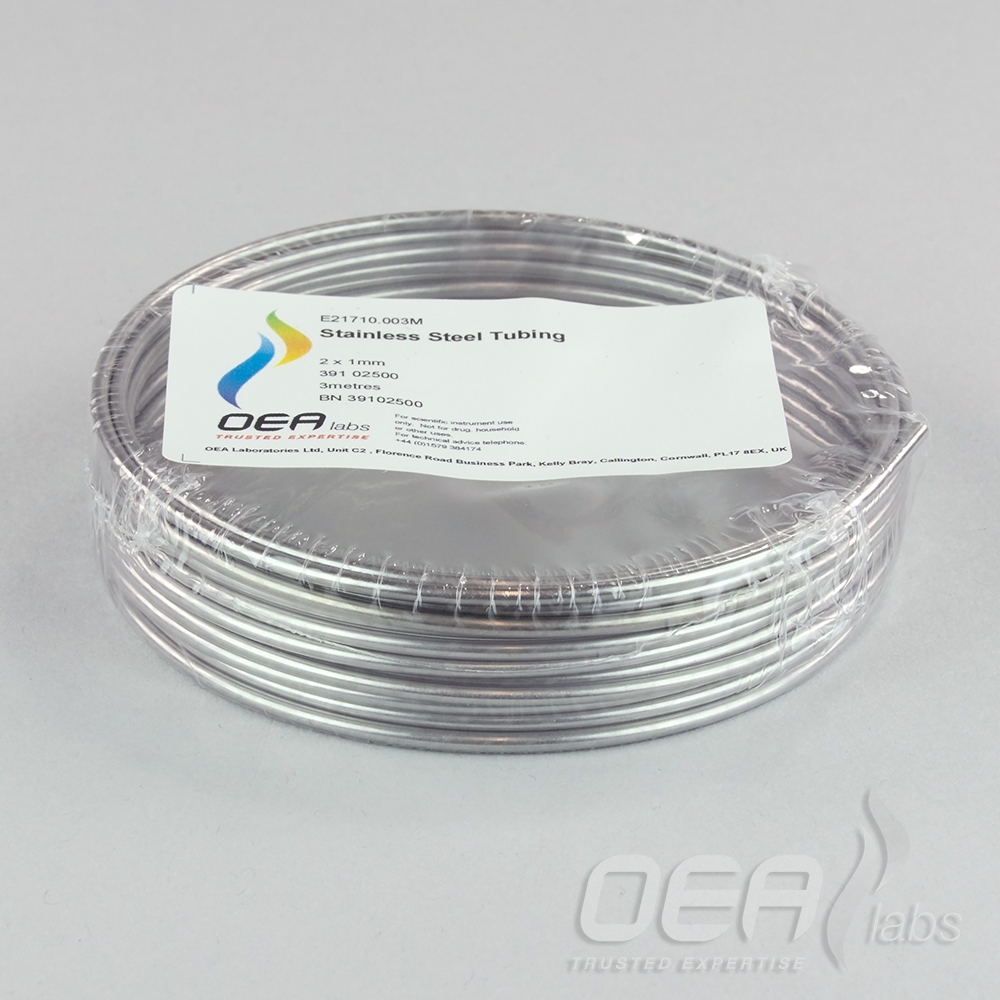 Tubing, Stainless Steel, 2 x 1mm, 391 02500 E21710.003M