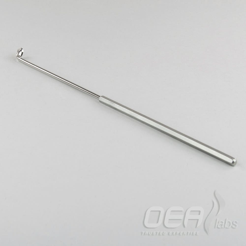 Micro-Spatula, LH cranked spoon, 5x8mm, hex handle, 190mm M11117.001E