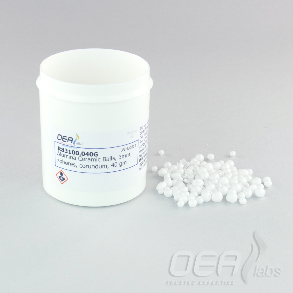 Alumina Ceramic Balls, 3mm spheres, corundum, 50gm, OEA R83100.040G