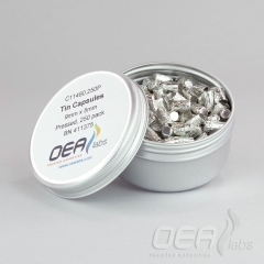 Tin Capsules, Pressed, Std Clean, 9 x 5mm C11480.250P
