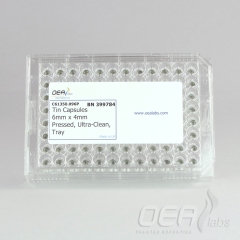 Tin Capsules, Pressed, Ultra-Clean, 6 x 4mm, Tray C61350.096P